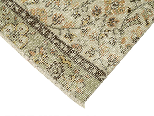 Overdyed Vintage Beige Vintage Cotton Wool Handmade Area Rug 2'7'' x 9'6''