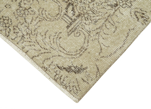 Overdyed Vintage Beige Vintage Cotton Wool Handmade Area Rug 2'11'' x 10'4''