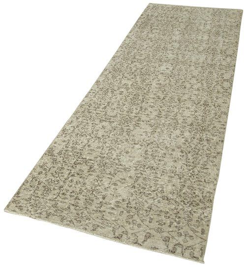 Overdyed Vintage Beige Vintage Cotton Wool Handmade Area Rug 3'0'' x 10'2''