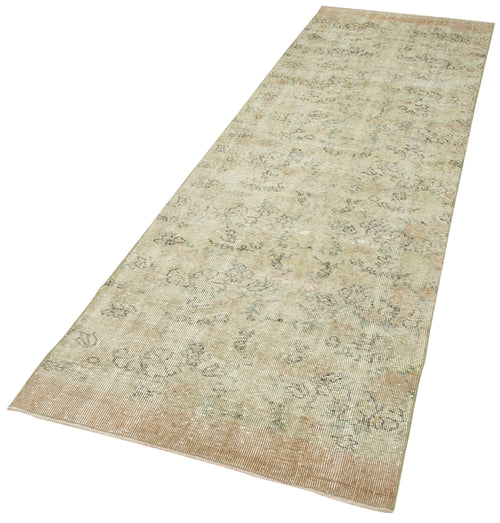 Overdyed Vintage Beige Vintage Cotton Wool Handmade Area Rug 3'1'' x 10'1''