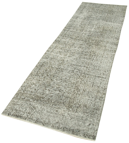 Overdyed Vintage Grey Vintage Cotton Wool Handmade Area Rug 2'8'' x 9'9''