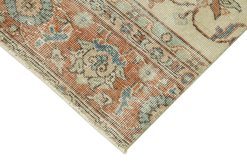 Overdyed Vintage Beige Vintage Cotton Wool Handmade Area Rug 2'8'' x 9'7''