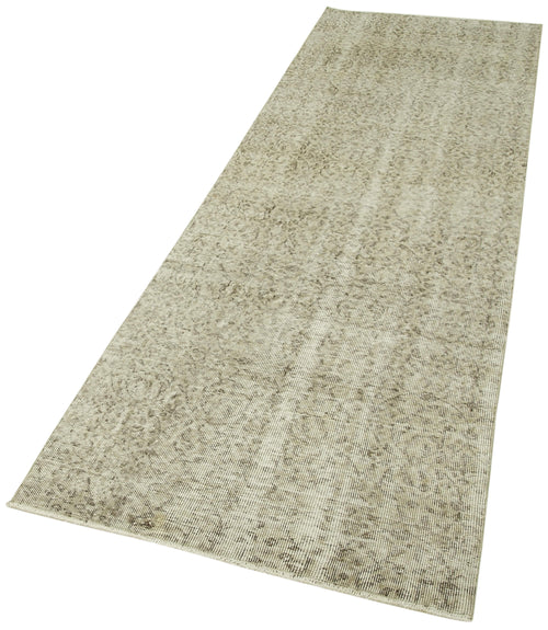 Overdyed Vintage Beige Vintage Cotton Wool Handmade Area Rug 2'11'' x 9'9''