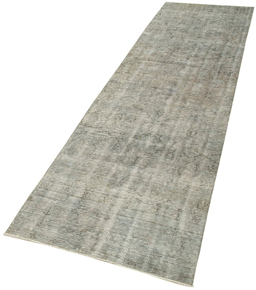 Overdyed Vintage Grey Vintage Cotton Wool Handmade Area Rug 2'8'' x 9'11''