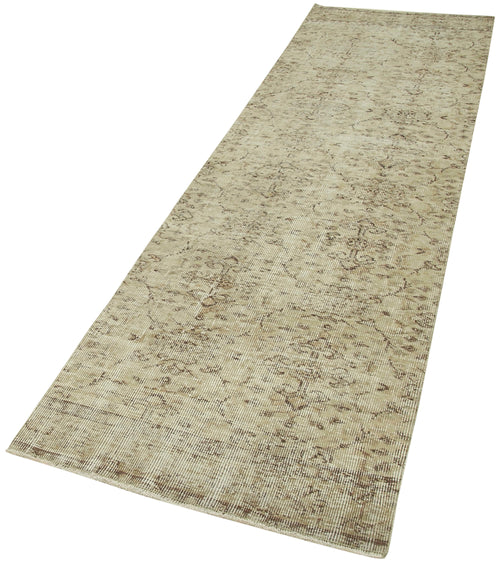 Overdyed Vintage Beige Vintage Cotton Wool Handmade Area Rug 2'7'' x 9'3''