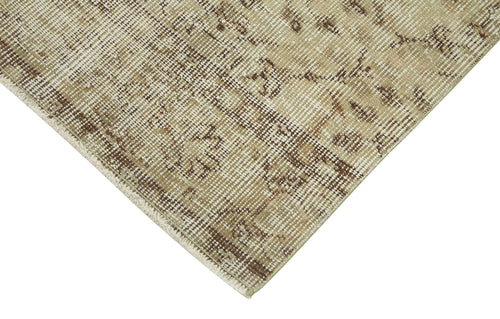 Overdyed Vintage Beige Vintage Cotton Wool Handmade Area Rug 2'7'' x 9'3''