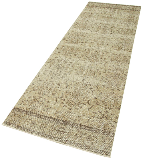 Overdyed Vintage Beige Vintage Cotton Wool Handmade Area Rug 2'8'' x 9'2''