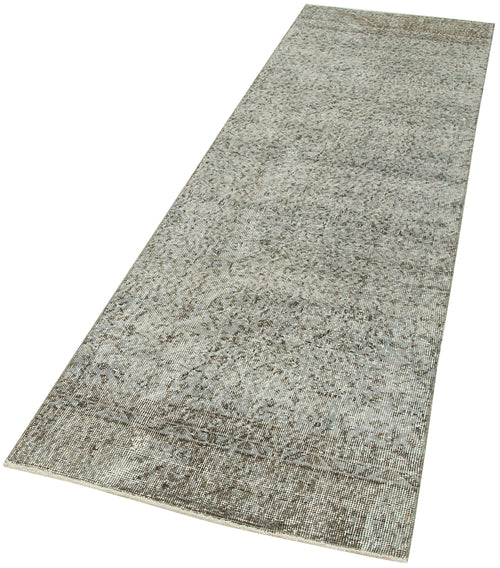 Overdyed Vintage Blue Vintage Cotton Wool Handmade Area Rug 2'7'' x 9'3''