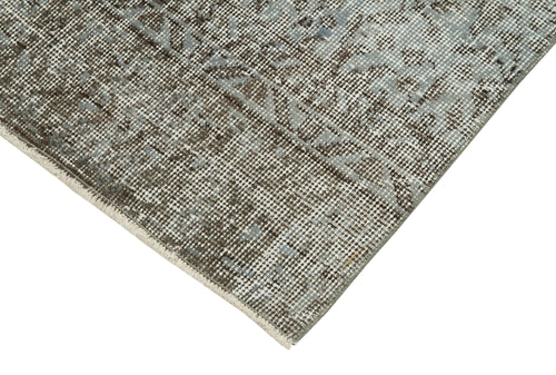 Overdyed Vintage Blue Vintage Cotton Wool Handmade Area Rug 2'7'' x 9'3''