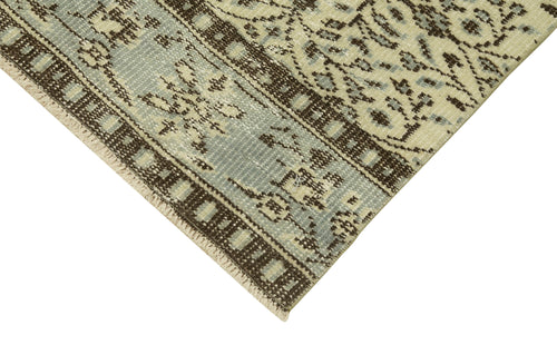 Handmade Area Rug – Overdyed Vintage Cotton Wool Carpet 2'11'' x 11'1'' Beige