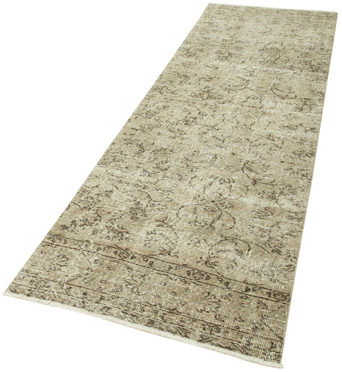Overdyed Vintage Beige Vintage Cotton Wool Handmade Area Rug 2'11'' x 9'7''