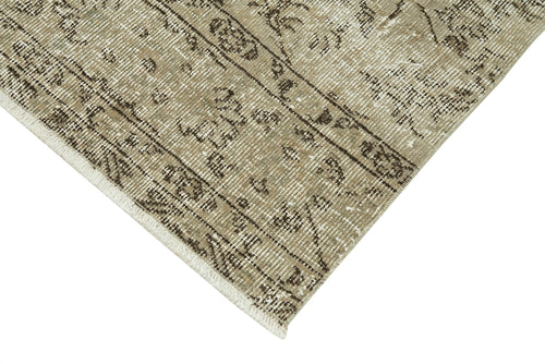 Overdyed Vintage Beige Vintage Cotton Wool Handmade Area Rug 2'11'' x 9'7''