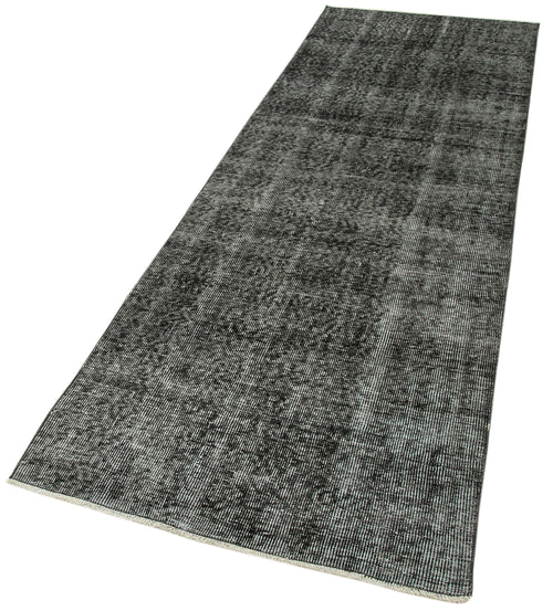Overdyed Vintage Black Vintage Cotton Wool Handmade Area Rug 2'11'' x 9'8''