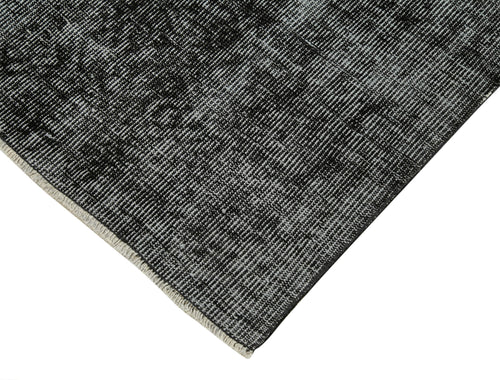 Overdyed Vintage Black Vintage Cotton Wool Handmade Area Rug 2'11'' x 9'8''
