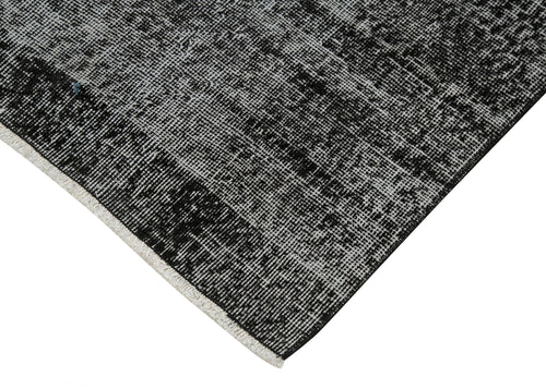 Overdyed Vintage Black Vintage Cotton Wool Handmade Area Rug 2'8'' x 9'7''
