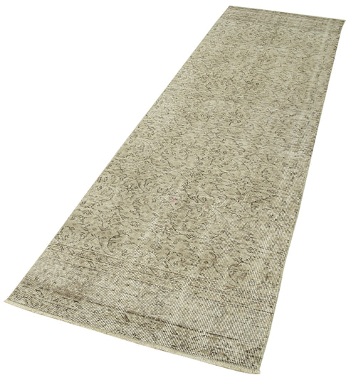 Overdyed Vintage Beige Vintage Cotton Wool Handmade Area Rug 2'8'' x 10'0''