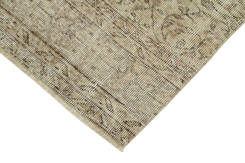 Overdyed Vintage Beige Vintage Cotton Wool Handmade Area Rug 2'8'' x 10'0''