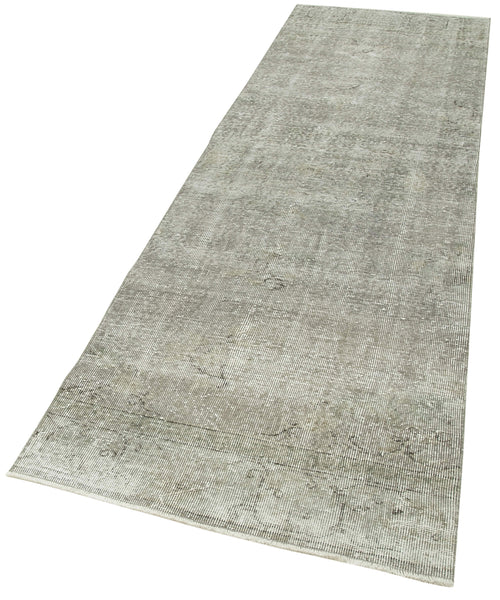 Overdyed Vintage Grey Vintage Cotton Wool Handmade Area Rug 2'11'' x 9'11''