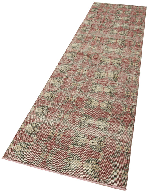 Overdyed Vintage Red Vintage Cotton Wool Handmade Area Rug 2'7'' x 10'2''