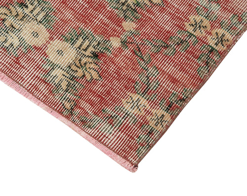 Overdyed Vintage Red Vintage Cotton Wool Handmade Area Rug 2'7'' x 10'2''