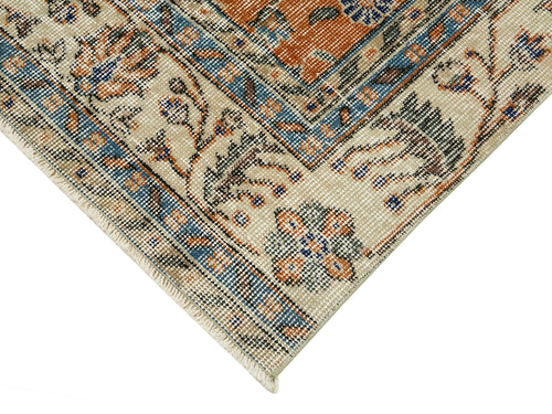 Overdyed Vintage Beige Vintage Cotton Wool Handmade Area Rug 2'11'' x 10'1''