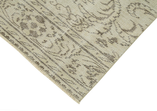 Overdyed Vintage Beige Vintage Cotton Wool Handmade Area Rug 2'7'' x 9'8''