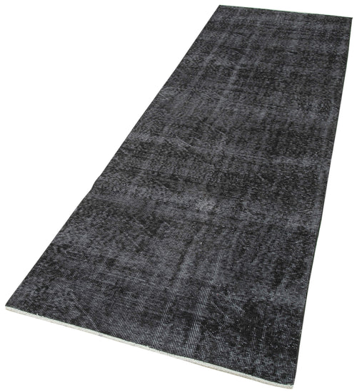 Overdyed Vintage Black Vintage Cotton Wool Handmade Area Rug 2'11'' x 9'5''