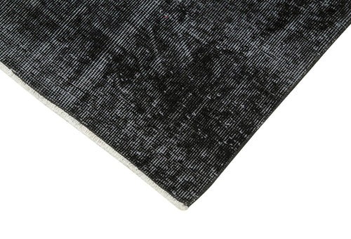 Overdyed Vintage Black Vintage Cotton Wool Handmade Area Rug 2'11'' x 9'5''