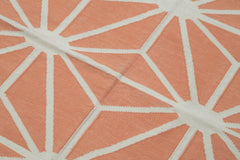 Handmade Area Rug - Orange Geometric Cotton Wool Vintage Turkish Carpet 3'8''x5'5''