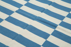 Geometric Duri Blue Geometric Cotton Wool Handmade Area Rug 5'11'' x 9'1''