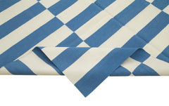 Geometric Duri Blue Geometric Cotton Wool Handmade Area Rug 5'11'' x 9'1''