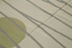 Geometric Duri Green Geometric Cotton Wool Handmade Area Rug 6'4'' x 9'8''