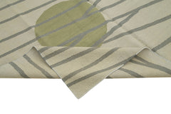 Geometric Duri Green Geometric Cotton Wool Handmade Area Rug 6'4'' x 9'8''