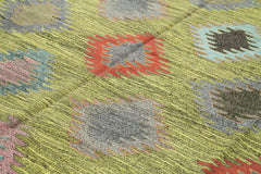 Scrap Yellow Geometric Cotton Wool Handmade Area Rug 9'5'' x 12'2''