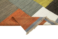 Scrap Black Geometric Cotton Wool Handmade Area Rug 9'5'' x 12'1''