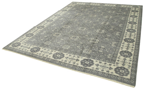 Tebriz Grey Classic Cotton Wool Handmade Area Rug 8'10'' x 11'10''
