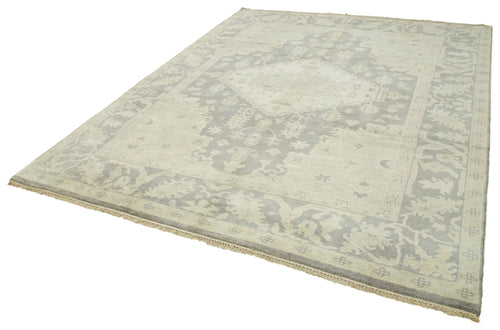Tebriz Grey Classic Cotton Wool Handmade Area Rug 7'9'' x 9'11''