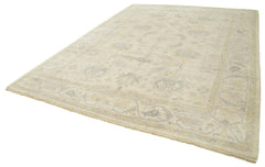 Handmade Area Rug – Classic Beige Wool Cotton Turkish Vintage Carpet 9'3''x11'11''