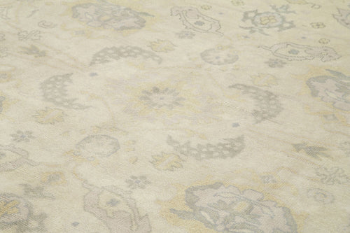 Handmade Area Rug – Classic Beige Wool Cotton Turkish Vintage Carpet 9'3''x11'11''