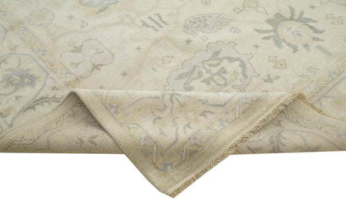Handmade Area Rug – Classic Beige Wool Cotton Turkish Vintage Carpet 9'3''x11'11''