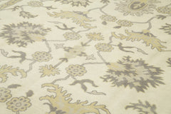 Tebriz Beige Classic Cotton Wool Handmade Area Rug 9'1'' x 12'0''