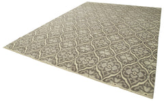 Tebriz Grey Classic Cotton Wool Handmade Area Rug 9'10'' x 13'9''