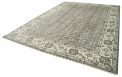 Tebriz Grey Classic Cotton Wool Handmade Area Rug 9'10'' x 13'10''