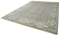 Tebriz Grey Classic Cotton Wool Handmade Area Rug 9'10'' x 13'10''