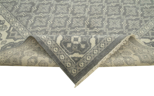Tebriz Grey Classic Cotton Wool Handmade Area Rug 9'10'' x 13'10''
