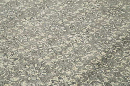 Tebriz Grey Classic Cotton Wool Handmade Area Rug 9'9'' x 13'9''