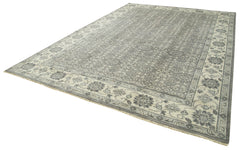 Tebriz Grey Classic Cotton Wool Handmade Area Rug 9'9'' x 13'11''