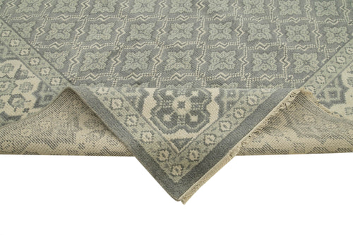 Tebriz Grey Classic Cotton Wool Handmade Area Rug 8'10'' x 11'8''