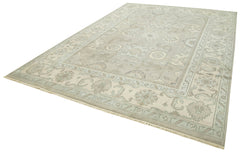 Handmade Area Rug – Classic Beige Turkish Hand Knotted Wool & Cotton Carpet 9x12