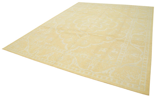 Tebriz Yellow Classic Cotton Wool Handmade Area Rug 9'1'' x 11'11''
